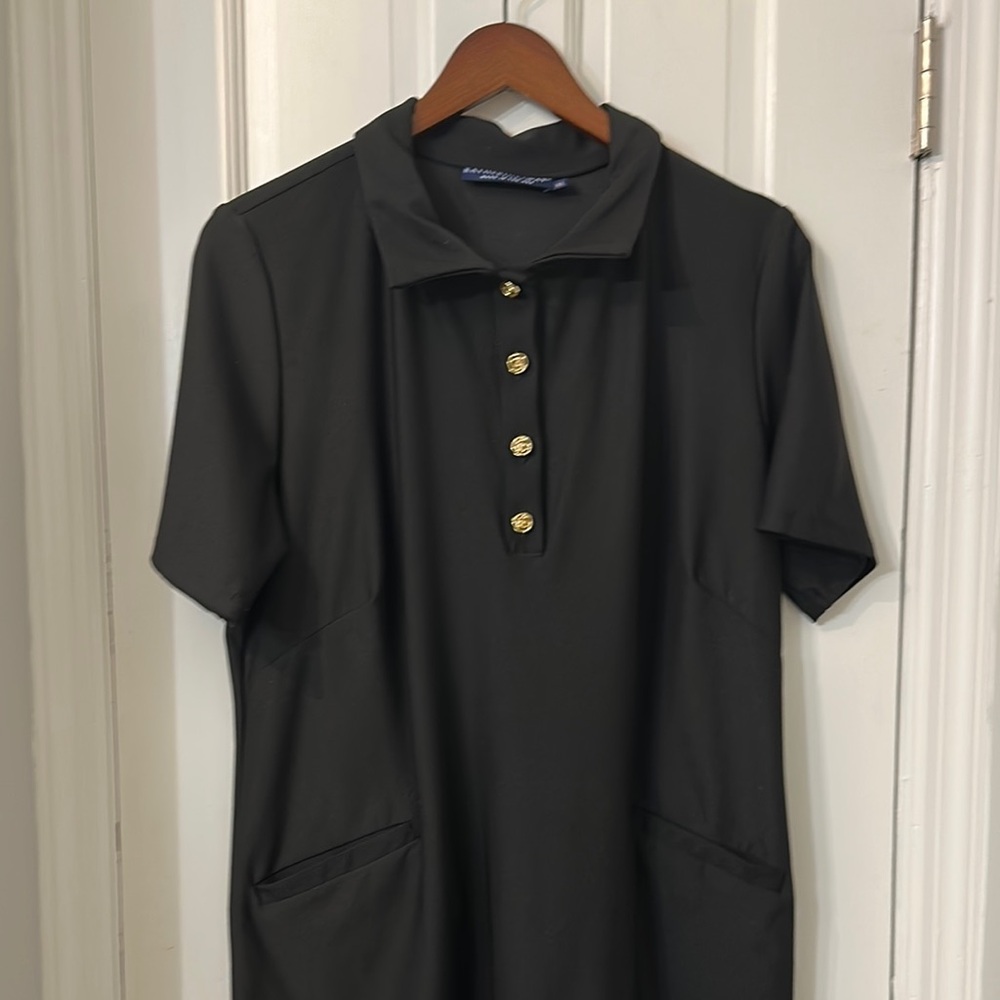 Katherine Way black Polo Shirtdress stretch classic XL like new